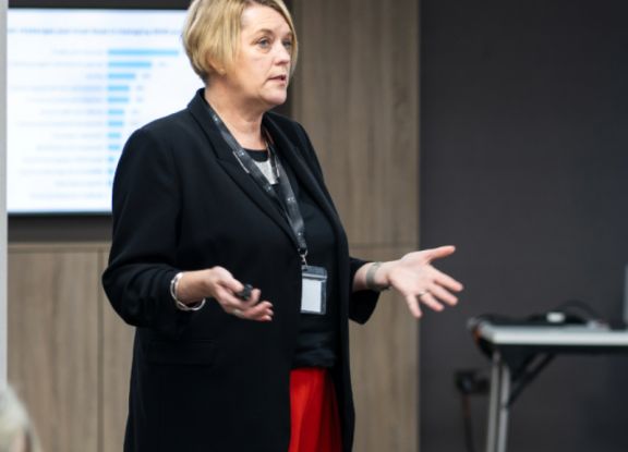 Speaker at a conference